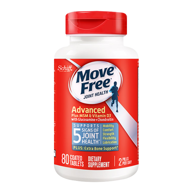 Move Free益节氨糖软骨素维生素D3钙片蓝瓶80粒(美国进口)